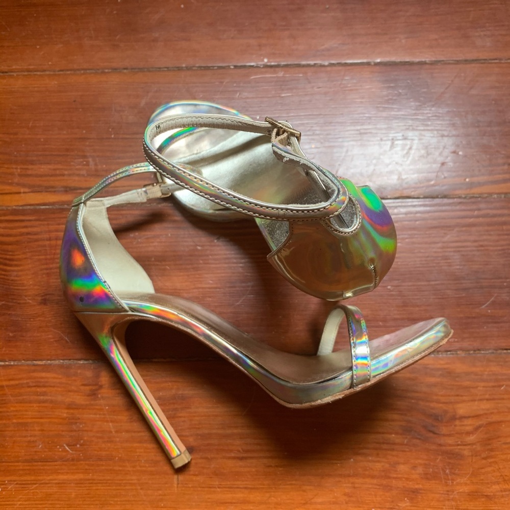Stuart Weitzman Nudistcurve Holographic Heels